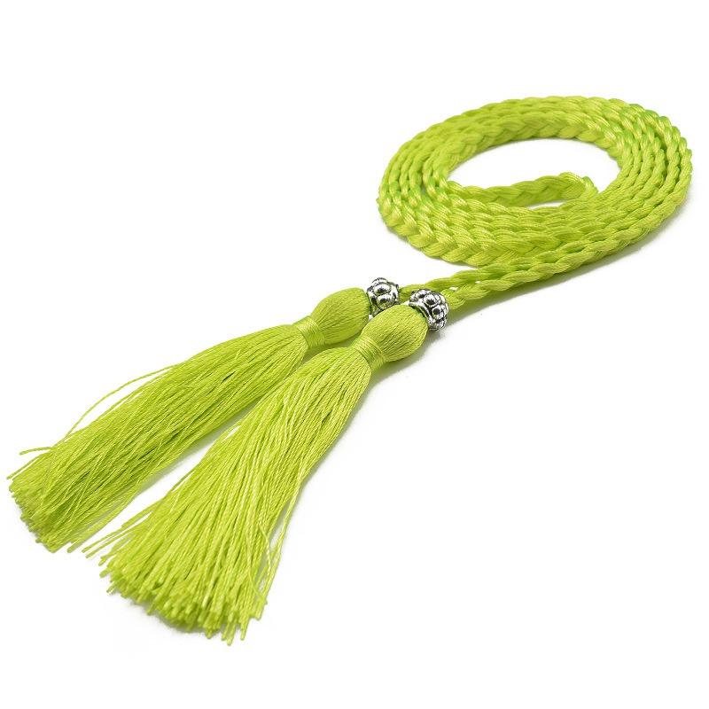 Curea de fustă cu fundă din frânghie în stil coreean, cu noduri subțiri, țesute decorative cu ciucuri, lanț pentru talie, curea pentru studenți, pentru femei