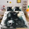 3D Beauty Skull Head Bedding Set Beauty Skull Head Motorcycle Pattern Quilt Cover Pillow Case 2/3 Pieces Microfiber Fabric Full Size Home Decoration