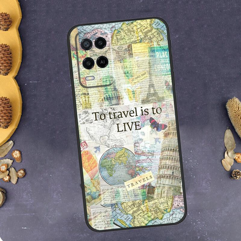 World Map Travel Phone Case For Oppo A96 A16 A76 A78 A58 A18 A38 A98 A17 A77 A80 A40 A60 A74 A94 A54 A15 A57S