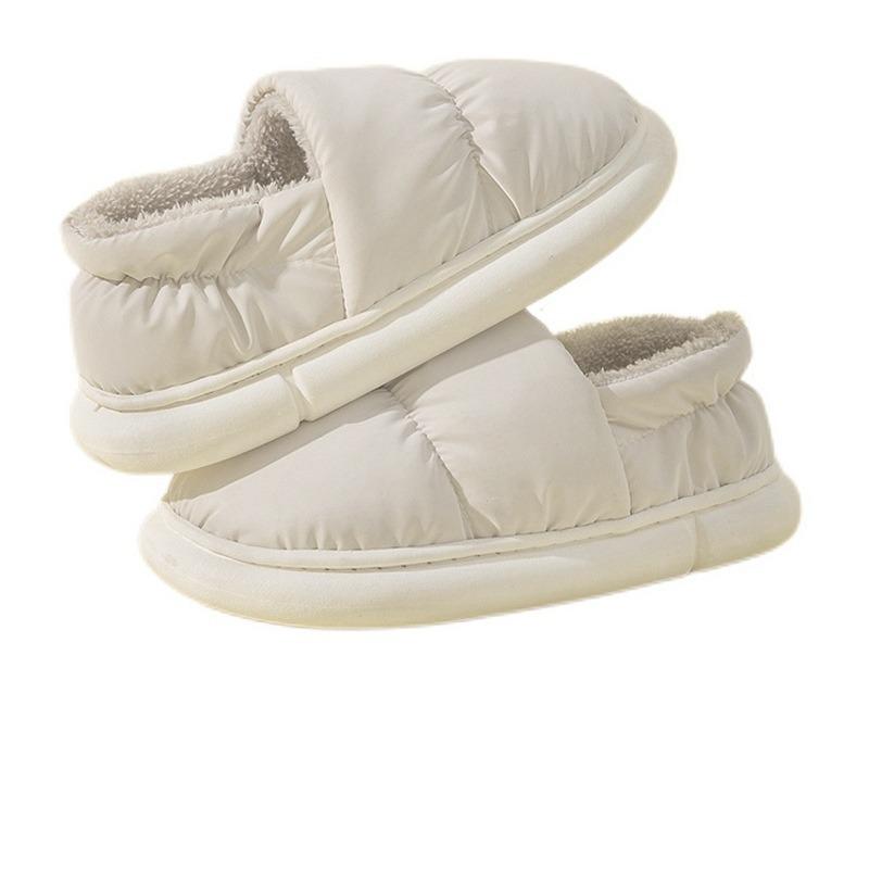Winter cotton slippers home slippers women's waterproof down cloth thickened shoes non-slip bag heel warm cotton shoes men's shoes