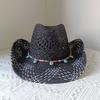 Lake Blue Cowboy Straw Hat 2023 Western Cowboy Sun Hat Spring Knight Hat Unisex Jazz Hat Summer Wide Brimmed Hat Sombrero Hombre