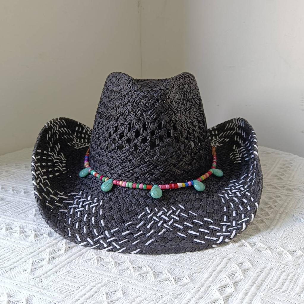 Lake Blue Cowboy Straw Hat 2023 Western Cowboy Sun Hat Spring Knight Hat Unisex Jazz Hat Summer Wide Brimmed Hat Sombrero Hombre