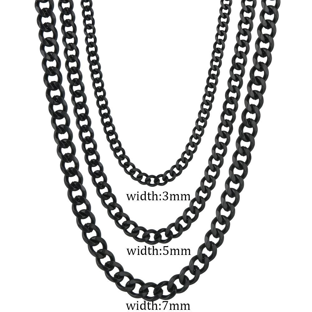 3/5/7mm Stainless Steel Cuban Link Chain Classic Punk Personality Jewelry Simple Fashion Hip-hop Couple Necklace for Men Women