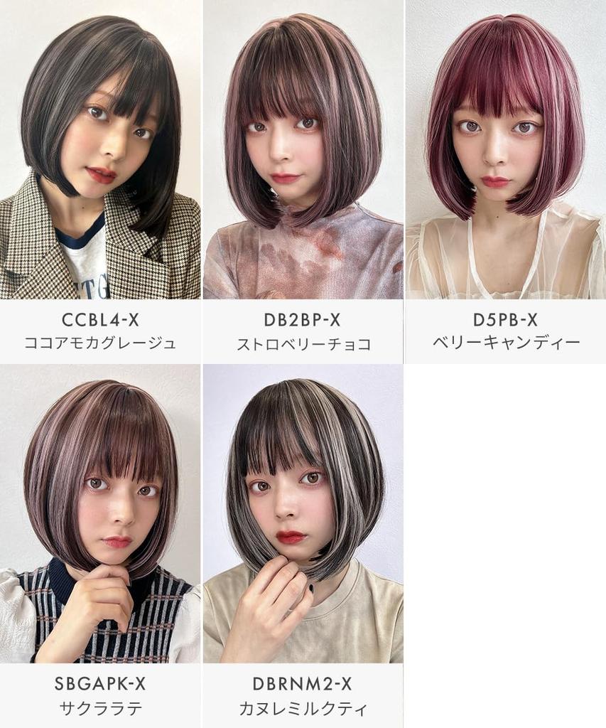 AQUADOLL (Aquadoll) Wig, Short Bob, Mont Blanc Color, Highlights, Full Wig, Blonde, Pink, One Size Fits All, D5PB-X. Berry Candy wg350D5PB-X