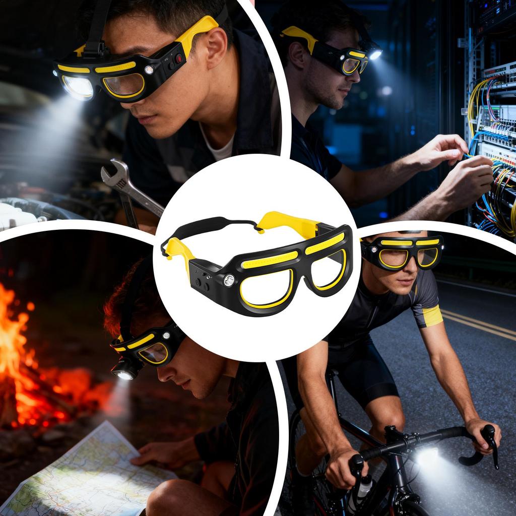 Óculos Leves 5 Modos À Prova D'água Recarregáveis Óculos Sensor de Movimento e Controle por Toque Farol LED Óculos Para Corrida Pesca