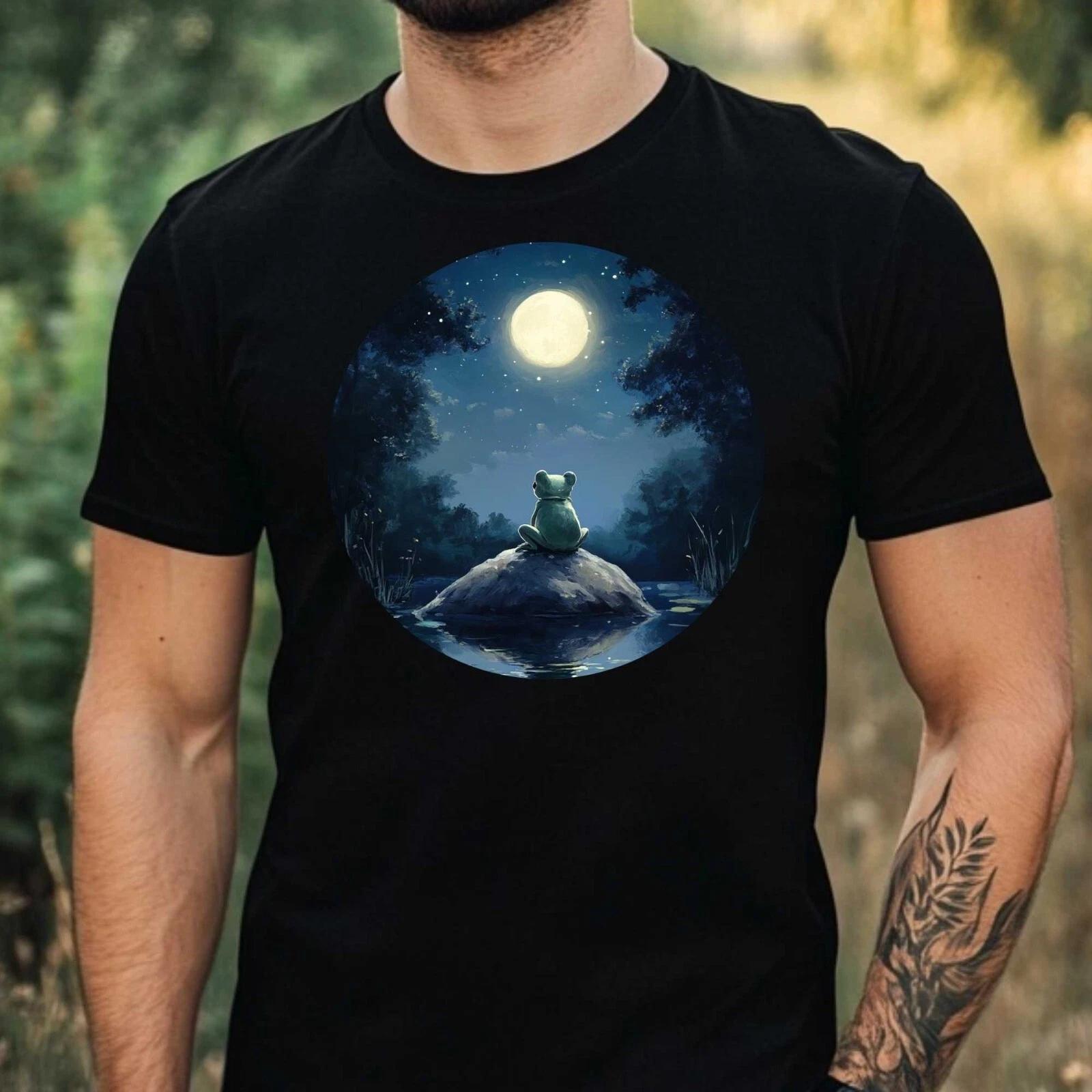 T-Shirt Herren Frosch im Mondlicht Motiv Baumwolle Größe XS bis 5XL XXXXL