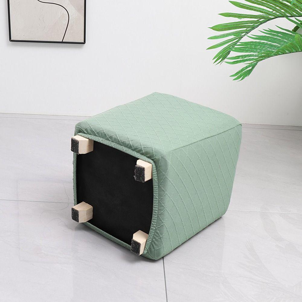 Solid Color Square Stool Cover T-Shape Footstool Case New Footrest Slipcover  Living Room