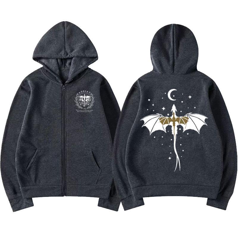 Vintage Basgiath War College Graphic Zipper Hoodies Men's Clothing Gothic Fashion Jacket Sweatshirts Hoodie