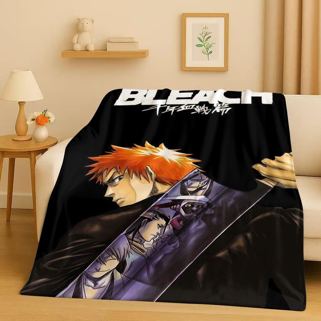 Anime Bleach Kurosaki Ichigo Cartoon Flannel Blanket,Ultra Soft Warm Plush Throw for Home Bedroom Bed Sofa Cover Travel Kid Gift