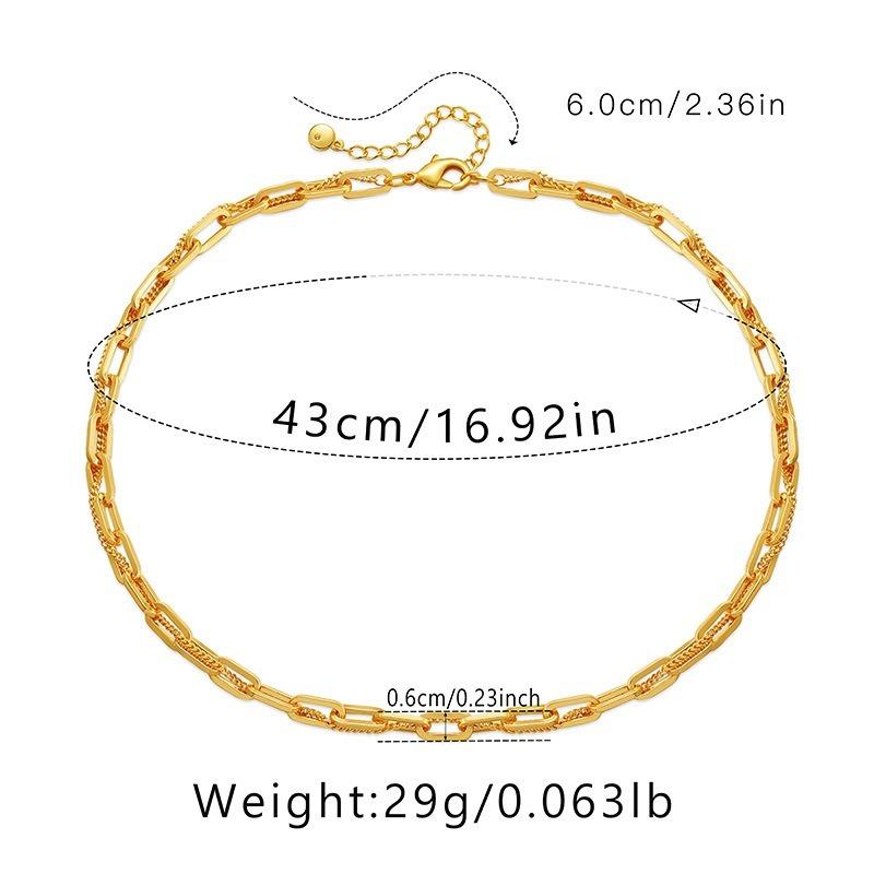 French Paperclip Chain 18k Gold Plated Brass Minimalist Necklace For Women