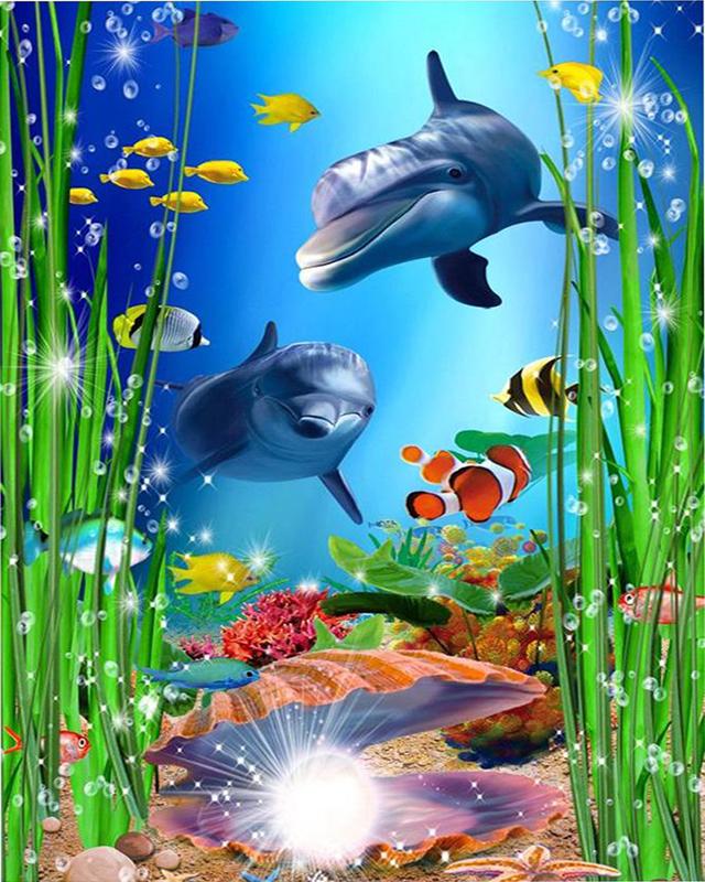 Diamond Painting Full Round Square Dolphins 5D DIY Diamond Embroidery Cross Stitch Sea Landscape Rhinestones Mosaic Wall Art