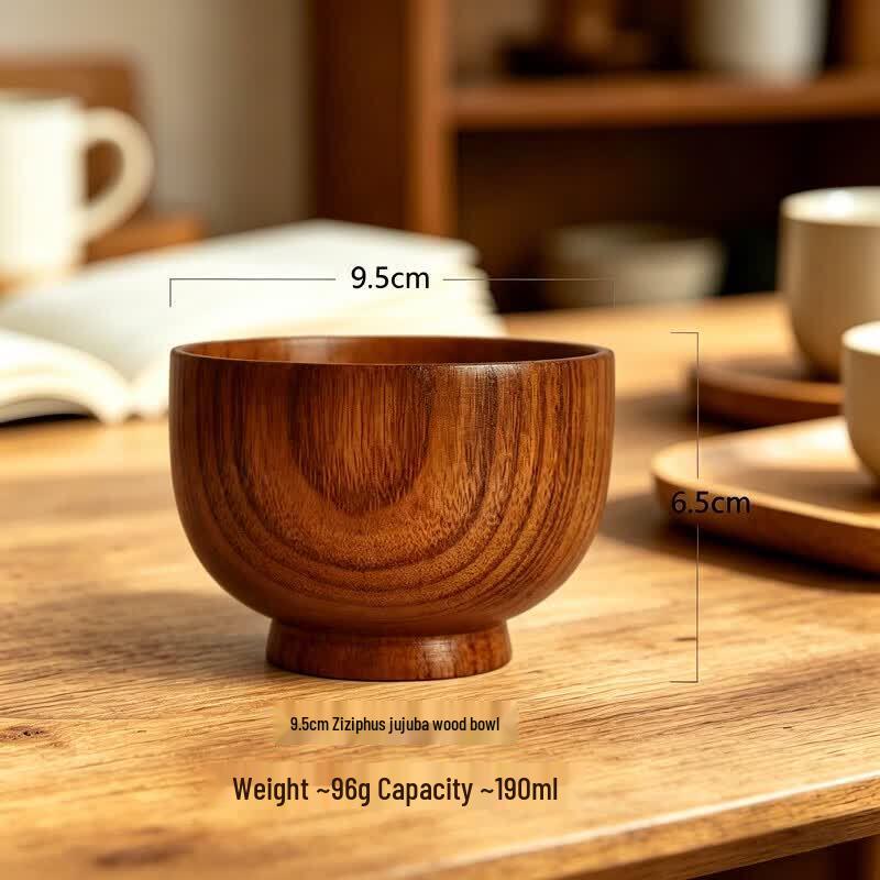 Huabeishi Natural Jujube Wood Dining Bowl