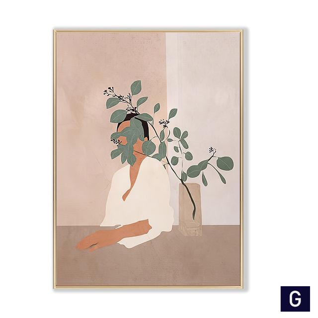 Boho Fashion Summer Woman Wall Art Beach Black Cat Canvas Painting Nordic Posters and Prints Pictures for Living Room Decor