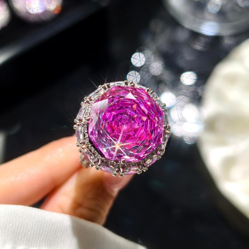 New Rose Cut Aaa Zircon Crystal Pendant Necklaces Stud Earrings Rings For Women Fashion Luxury Wedding Anniversary Jewelry Sets