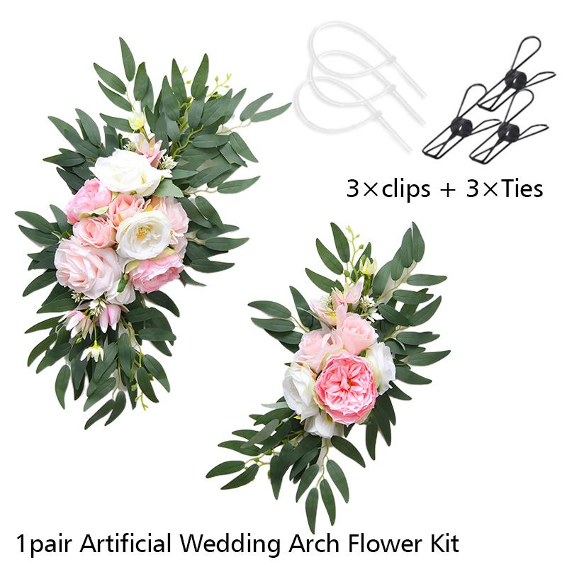 1 pár simulovaných girlandových umělých květinových závěsů pro svatební oblouk