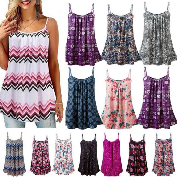

Plus Size Women Spaghetti Strap Cami Top Floral Off Shoulder Casual Shirts Summer Streetwear Tee 6XL чорний