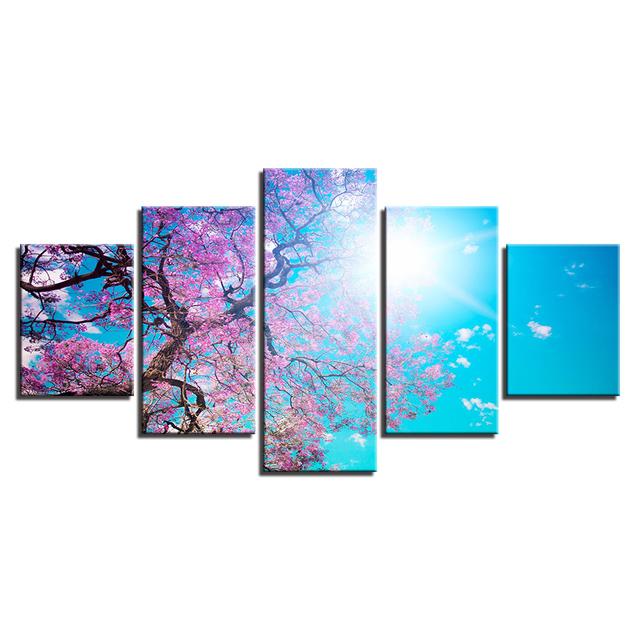 

5 шт. розовое вишневое дерево Пейзаж Настенная картина для гостиной Hd печать холст живопись скандинавские постеры и принты 20x35cm*2 20x45cm*2 20x55cm*1