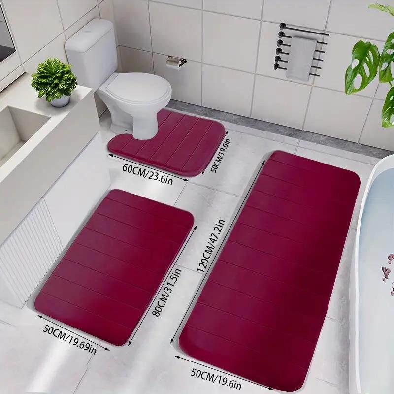 Coral Fleece Absorbent Three-Piece Bathroom Mat Set - Dirt & Wear-Resistant