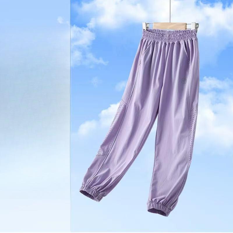

Летние тонкие брюки из ледяного шелка для девочек, быстросохнущие, детские повседневные спортивные брюки, брюки от комаров, свободные брюки 170 фиолетовый
