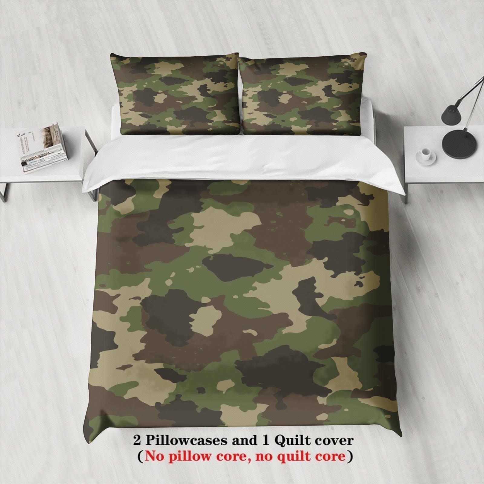 

Woodland Camo Duvet Cover Set Green Brown Camouflage Bedding Set For Teens Guys Bedroom Twin Queen King Size With Pillowcases 135x200cm
