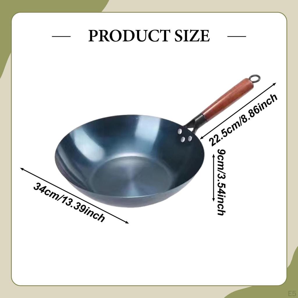 Cast Iron Wok with A Flat Bottom, Handcrafted for Home Use, Non-stick, Without Coating.