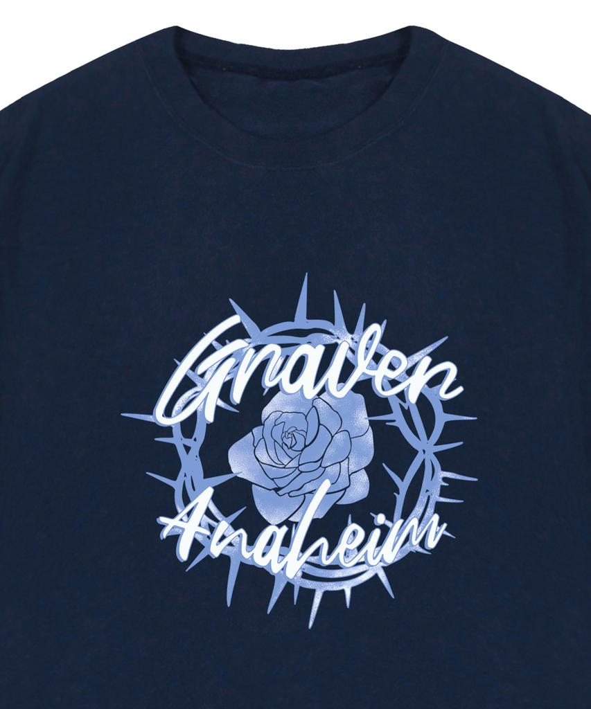 GRAVER [Unisex] Romantic Rose Short Sleeve T-Shirt_Navy