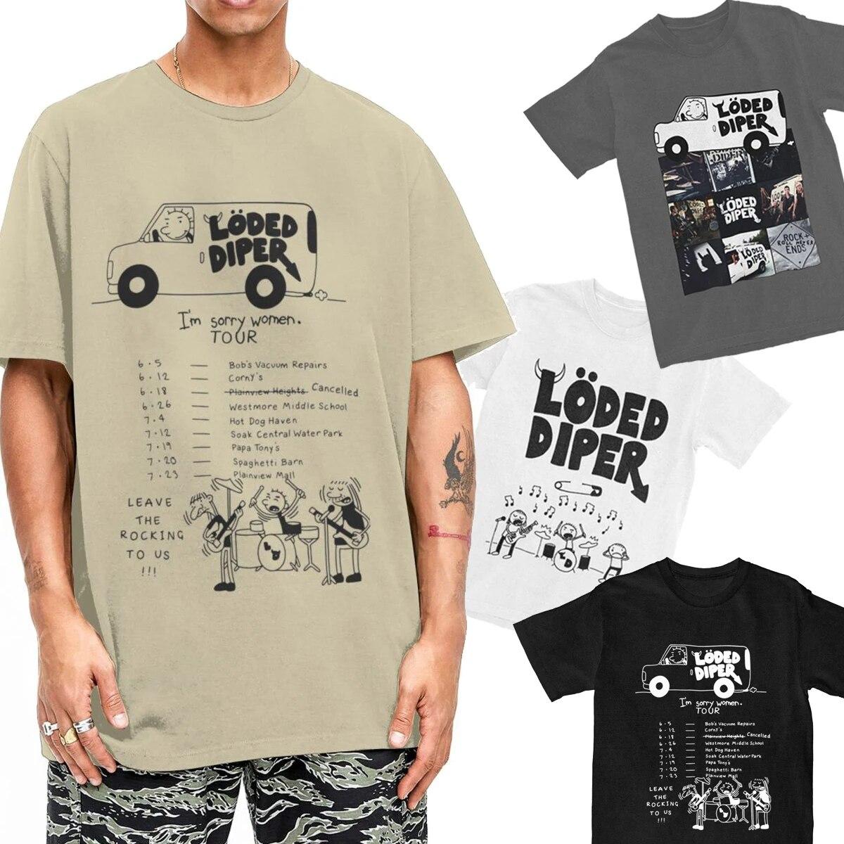 

Футболка Loded Diper Tour Van Rock Band, аксессуары, женские хлопковые футболки унисекс с забавным дневником слабака, подарок с короткими рукавами