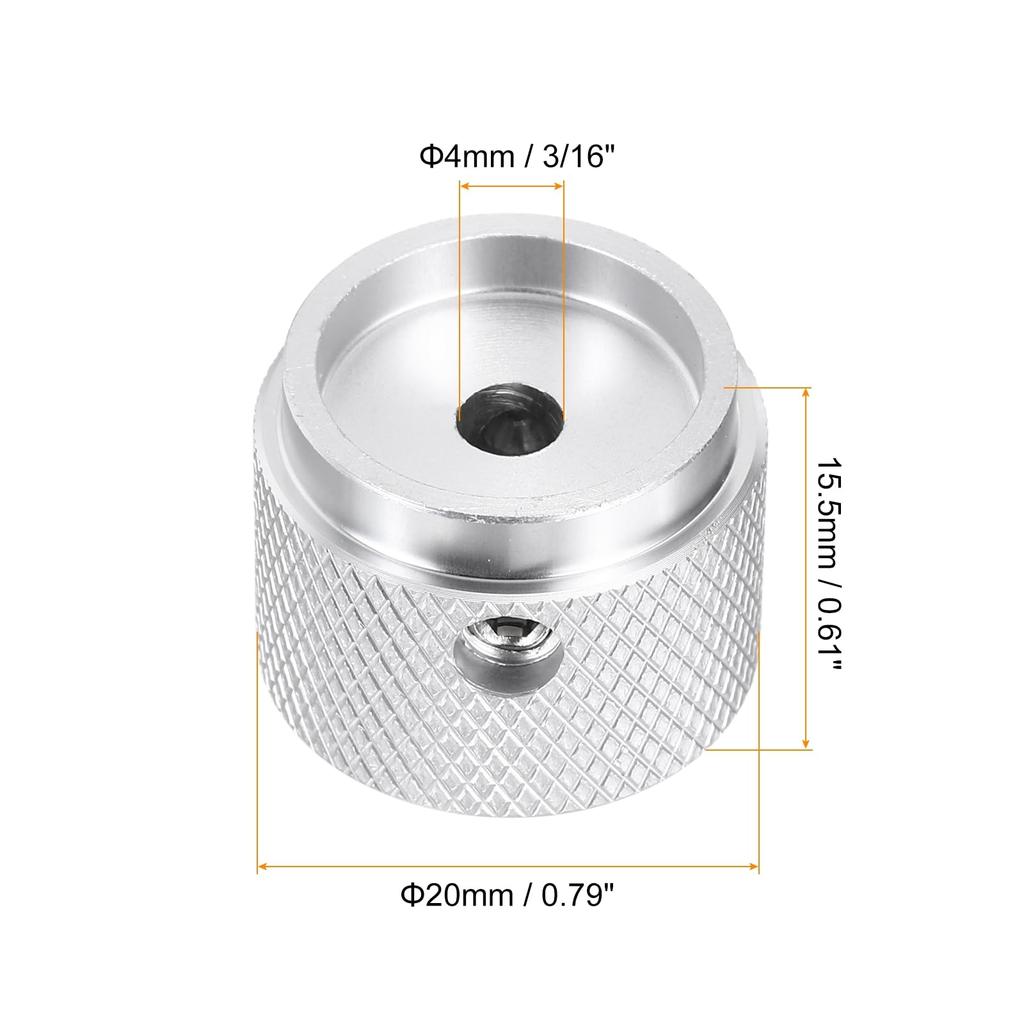 Uxcell Aluminium Potentiometer-Knopf Set aus 4 Stück Lochdurchmesser Durchmesser Universeller Lautstärkeregler-Knopf für mit Pfeil Silber (Montage 4mm/Außen 20mm/Höhe