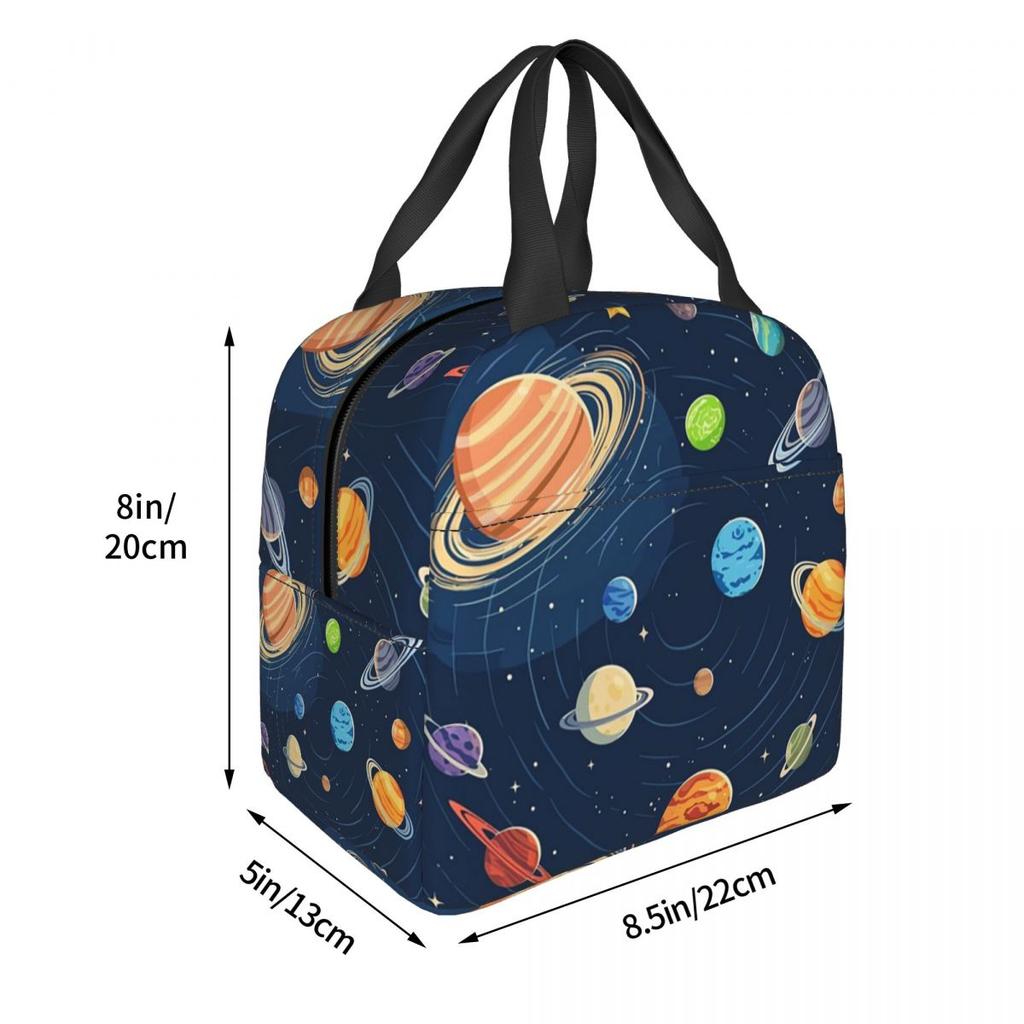 Solar System Space Planets Universe Insulated Lunch Bag for Women Children Portable Food Boxes Thermal Lunch Box Tote