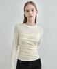 MONGDOL Tube Top Shirred Layered T-Shirt Cream Mdts083Cream