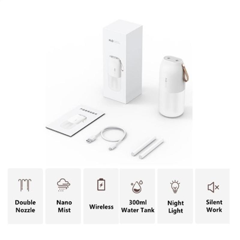 300ml Wireless Air Humidifier Portable Usb Rechargeable Double-nozzle Ultrasonic Air Purifier Night