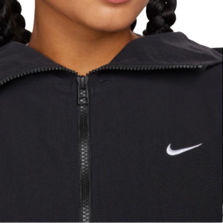 Nike Sportswear Woven Logo Hooded Casual Jacket Women Outerwear Black FN3669-010