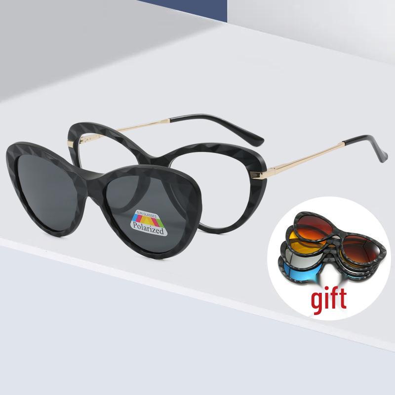 Cat-Eye Polarized Magnetic Clip-on Sunglasses for Women - Stylish Multi-Color UV Protection 2352 Magnetic Clip-on Glasses [PC]