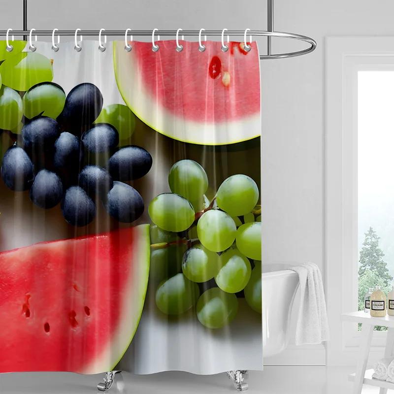 Frucht-Duschvorhang Waschbar Schmutzabweisend Duschkopf-kompatibel Wasserdicht Polyester-Badevorhang Für Heimdekoration