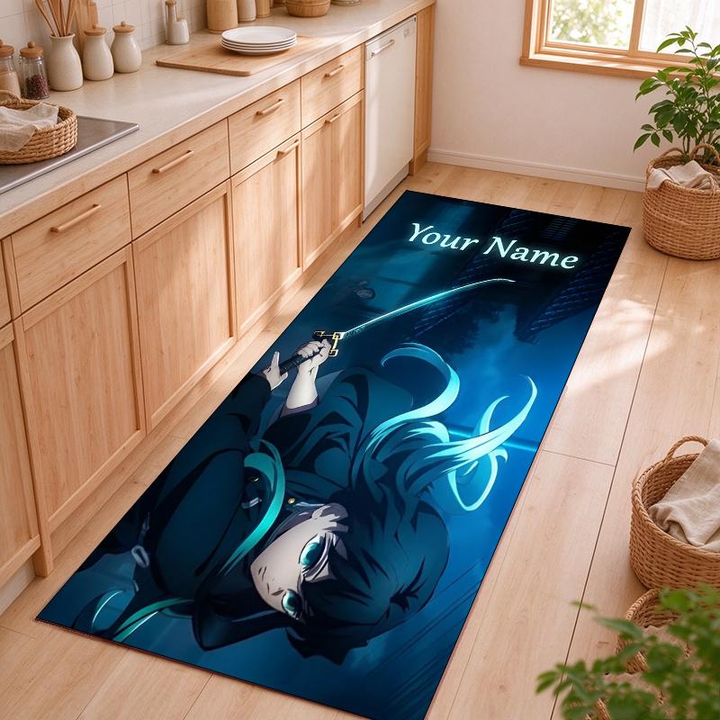 Muichirou Customizable name kitchen floor mat easy to clean and wipe down Suitable for kitchens living rooms and entryways—a perfec