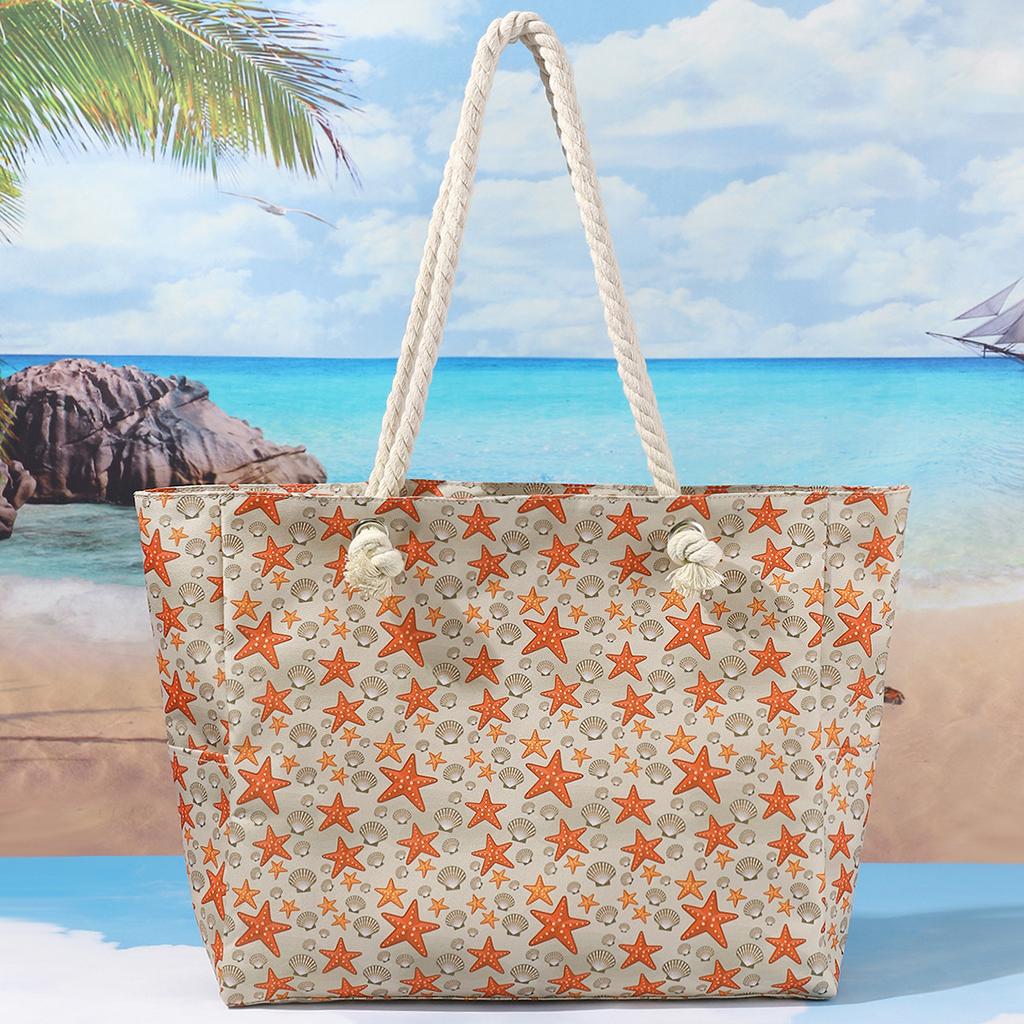 New printed beach bag large-capacity casual shoulder handbag simple and fashionable summer travel tote bag