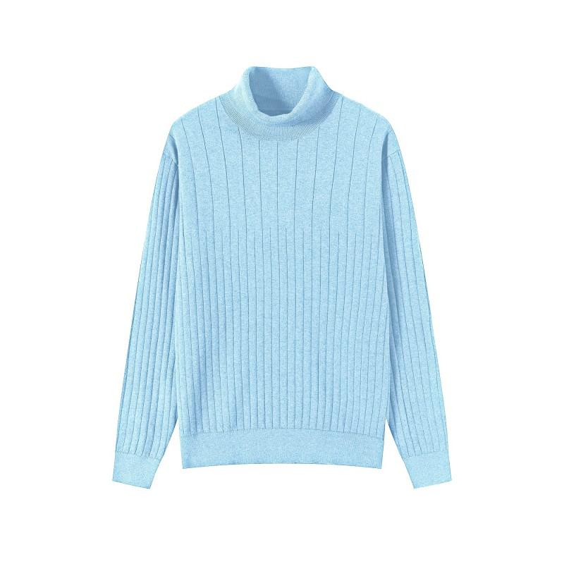 Mens Warm High Neck Knit Sweater Winter Solid Color Casual Long Sleeve Pullover