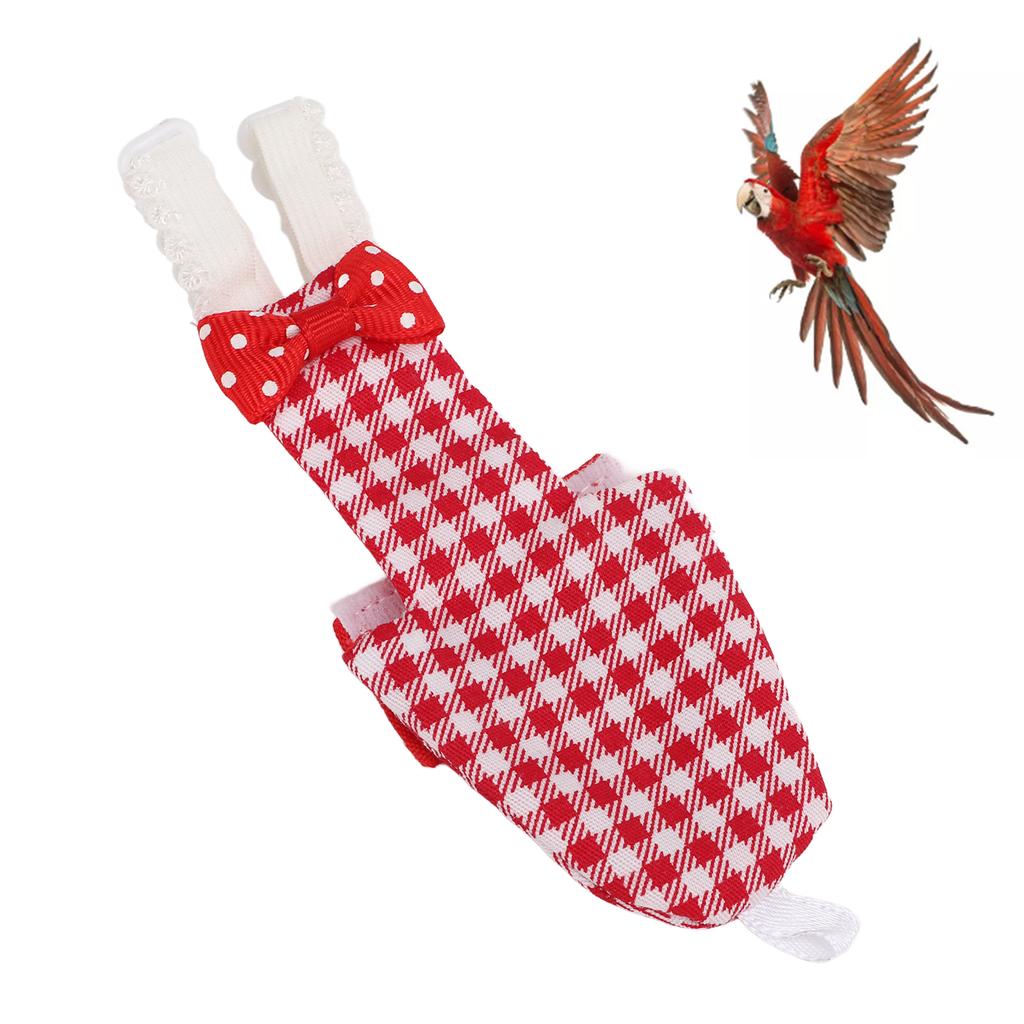 Bird Diaper Adjustable Red Grid Pattern Parrots Pilot Suit for Macaw Budgies ParakeetM Red Grid