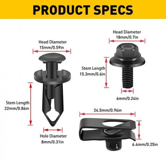 35pcs Body & Bolts U-nut Clips Bumper Fender Retainer Clips For Nissan Toyota