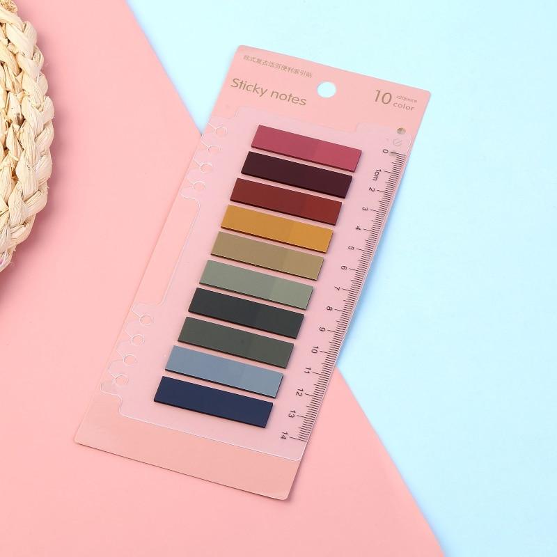 Solid Color Sticky Note Index Label Book Notebook Page Marker Paper Bookmark Tearable Waterproof Stationary Stickers