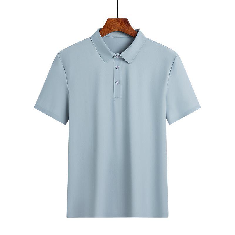 2026 Fashionable Seamless Ice Silk Polo Shirt - Solid Color Short Sleeve Pullover