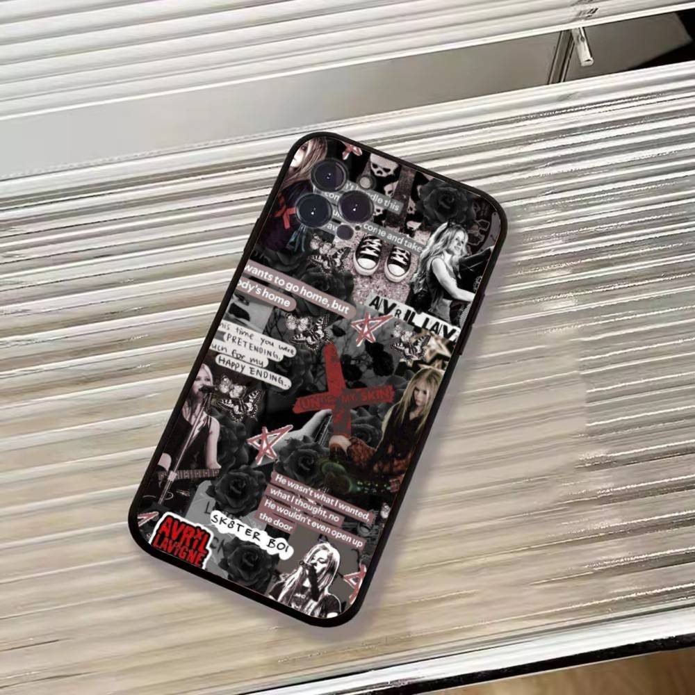Zangeres Avril L-Lavigne Telefoonhoesje Voor iPhone 17, 16,15,14,13,12,11 Plus,Pro Max, Anderen Zacht Zwart Hoesje
