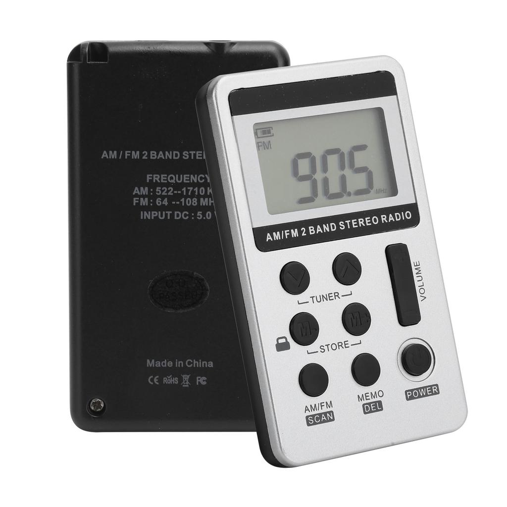 QQT103 Professional Radio Portable FMCelsiusAM Stereo Receiver LCD Display with Earphone