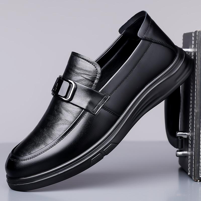 

2025 осень новые кожаные повседневные туфли Doudou мужские деловые мягкие подошвы универсальные однопедальные мокасины мужские 9112 44 чёрный