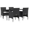 VidaXL Ensemble à manger de jardin avec coussins 5 pcs Noir, ensemble de salle à manger d'extérieur, table et chaise de 3156616