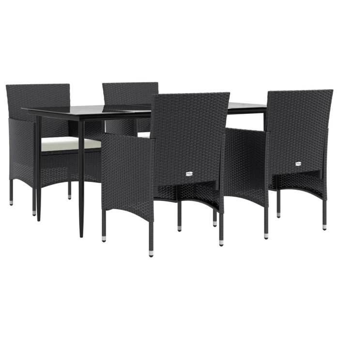 VidaXL Ensemble à manger de jardin avec coussins 5 pcs Noir, ensemble de salle à manger d'extérieur, table et chaise de 3156616