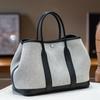 New panda color garden bag high-end leather canvas contrasting color women's bag commuter casual handbag women