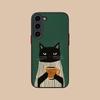 Custodia in Silicone per Cellulare Gatto Caffè Carino per Samsung Galaxy S26 S25 S24 S23 S22 S21 Plus FE Ultra Cover Colorata