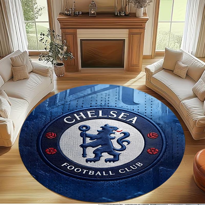 Chelsea F.C Print Round Rug, Washable Floor Carpet, For Entryway Dorm Laundry Room Office Study, Home Decor Birthday Christmas Gift
