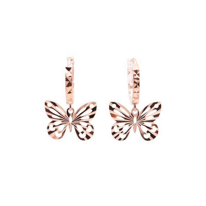 Exquisite Russian Purple Gold Smart And Shiny Butterfly Ear Buckle Plated Rose Gold Cute Hollow Earrings Temperament Jewelry